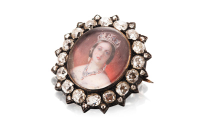 Queen Victoria miniature diamond brooch