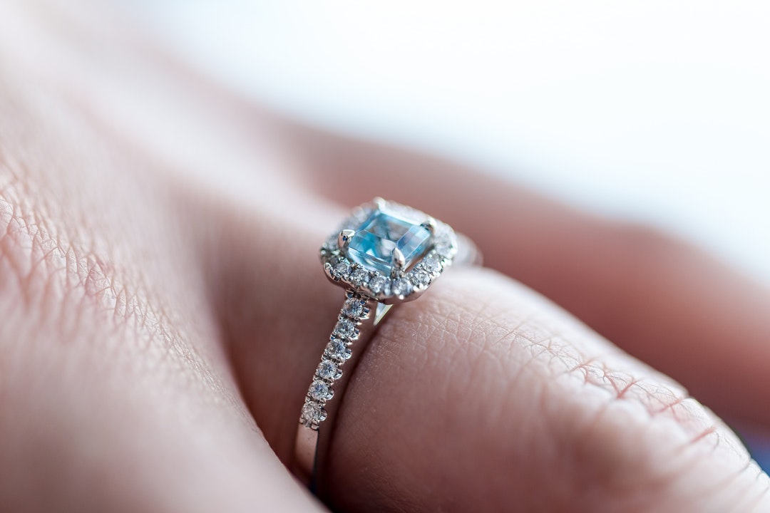 Platinum and Aquamarine Ring