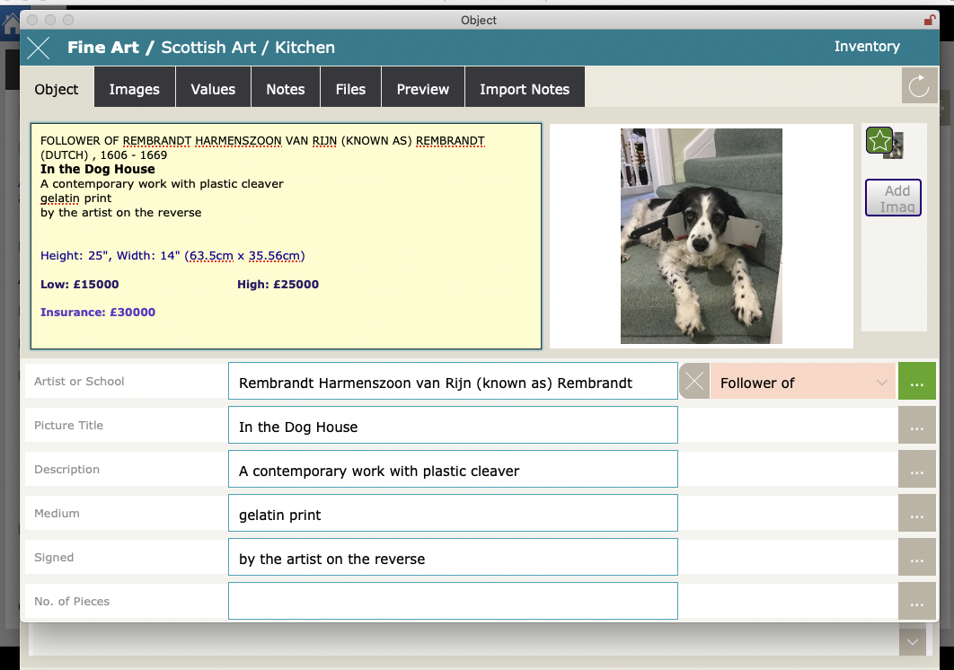 Art Inventory Detail